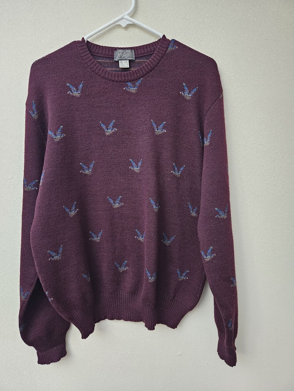 100% Wool Vtg Tricots St Raphael Pure Wool Bird Sweater XL Lord & Taylor